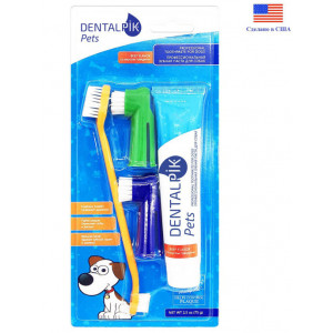 Изображение Dentalpik Pets зубная паста для собак, вкус говядина + щетки