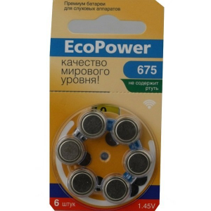 Изображение Батарейки Ecopower 675 (6 шт/уп)