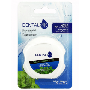 Изображение Зубная нить мятная Dentalpik Floss Mint Waxed (вощеная)